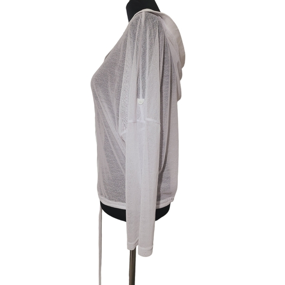 RED CORAL White Sheer Full Zip Beach Cover Up With Hood Size Large - Picture 2 of 6